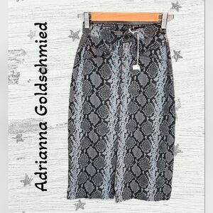 Adrianna Goldschmied Womens Pencil Midi Skirt Sz 23R Black & Gray Snake Print